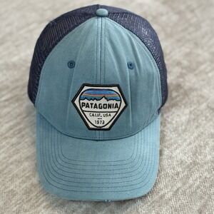 Patagonia Cap Fitz Roy Hex Trucker Mid Crown Calif USA 1973 Mesh Snapback